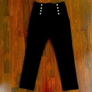 Ann Taylor High Waisted Straight Leg Pant with Gold Buttons